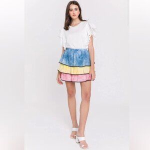 BNWT Anthropologie Free the roses Pastel Rainbow Skirt Size S